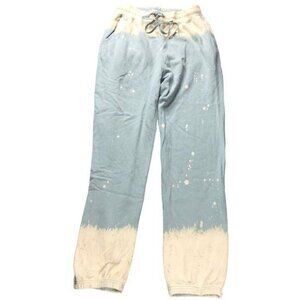 Hem & Thread Womens Sz Small Blue Cream Tie Dye Jogger Sweatpants